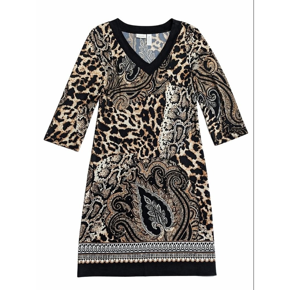 Chico's Tunic Dress‎ Size 0 (US S) Animal Print Paisley Boho Stretch